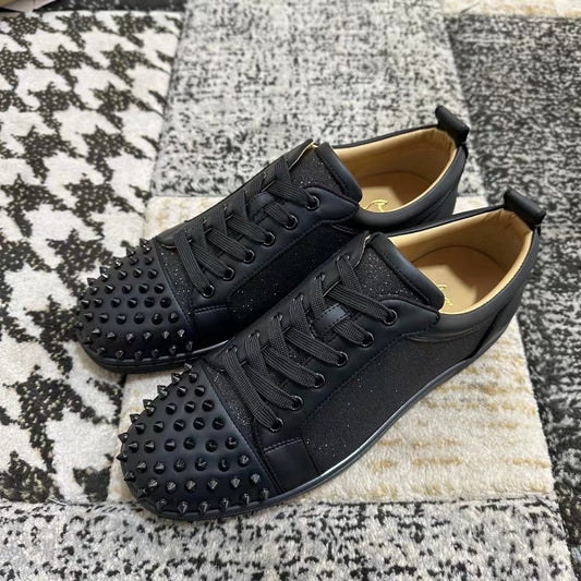 Christian Louboutin Low Black Shiny Spikes