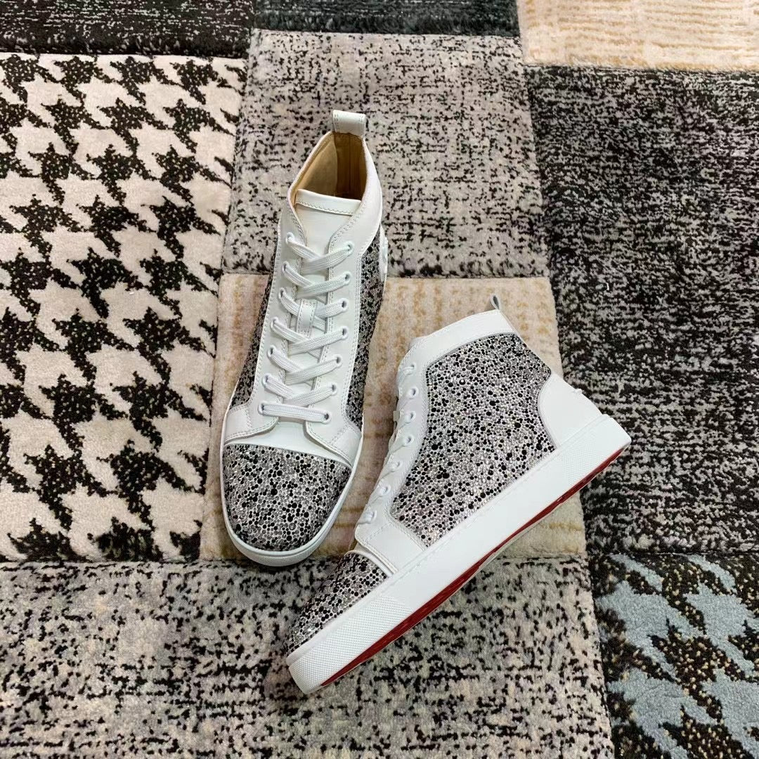 Christian Louboutin White / Black Diamonds High