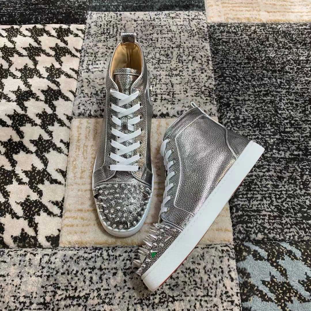 Christian Louboutin Silver Spikes High