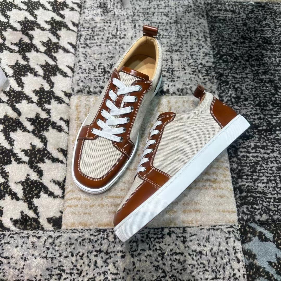 Christian Louboutin Classic Brown & White Low
