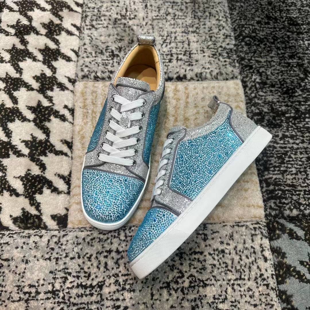 Christian Louboutin Blue / Gray Diamonds Low