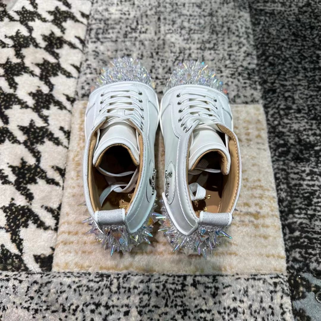 Christian Louboutin White High Spikes – Luxury