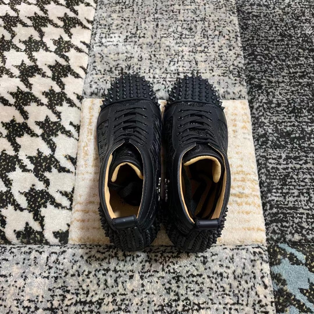 Christian Louboutin Black Pattern Spikes High