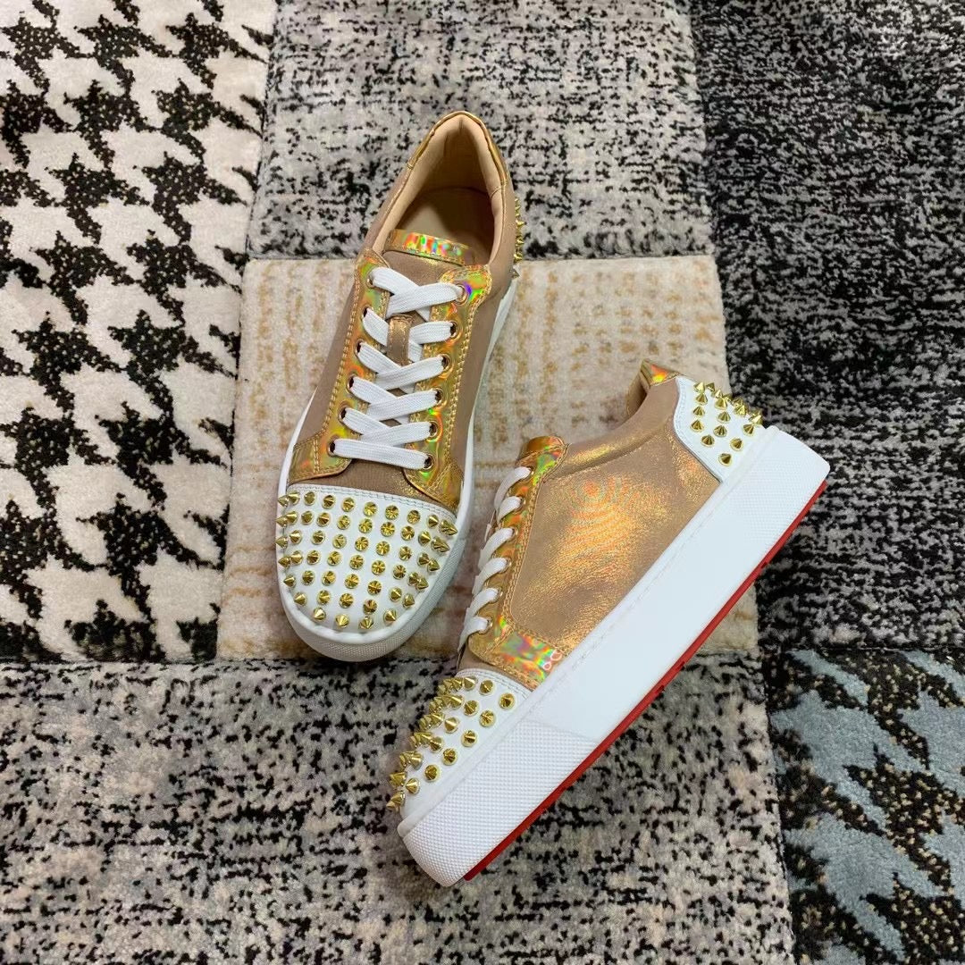 Christian Louboutin Fade Color / Gold Spikes Low