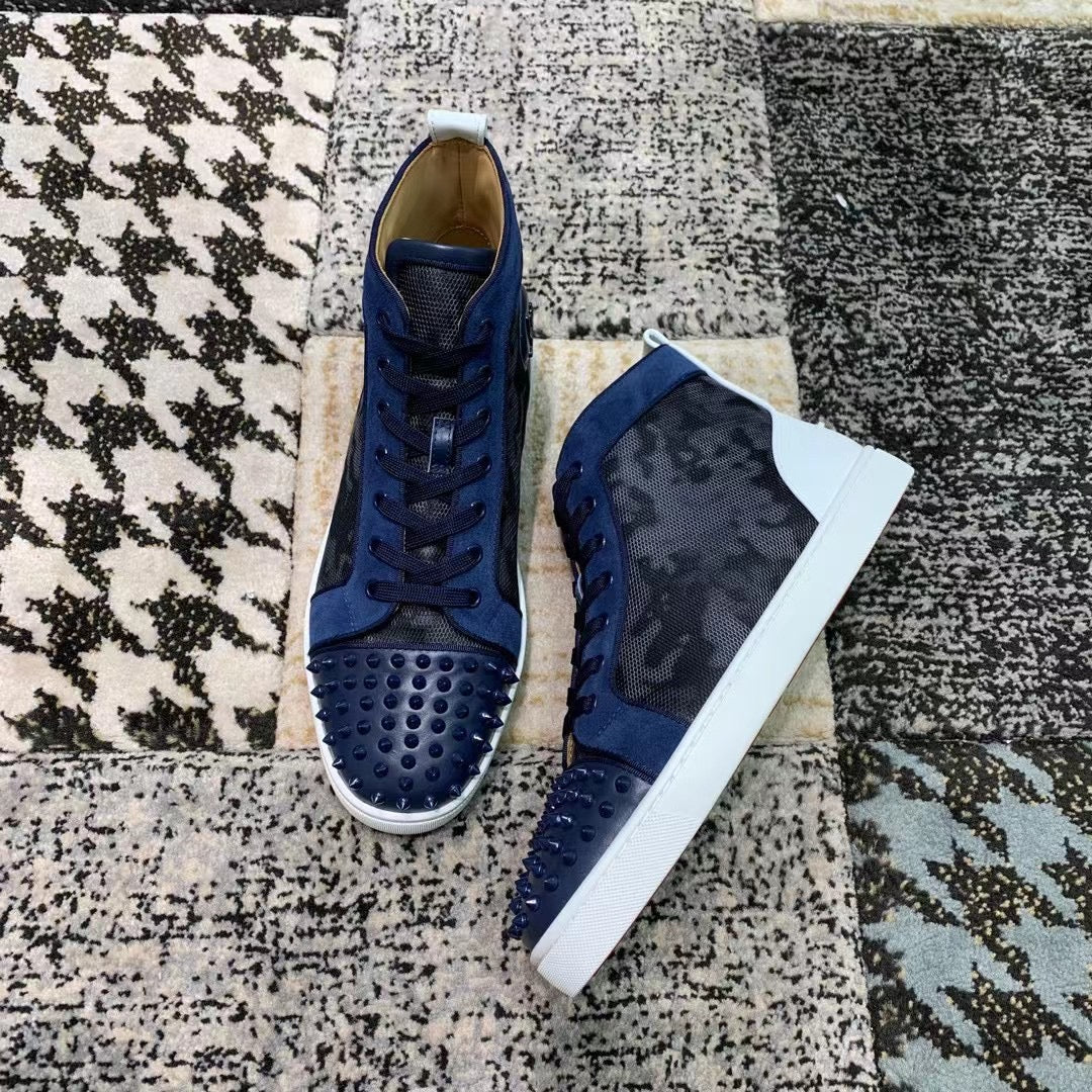 Christian Louboutin Blue / White Spikes High