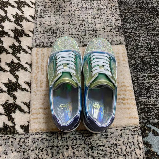 Christian Louboutin Blue / Green Diamonds Low