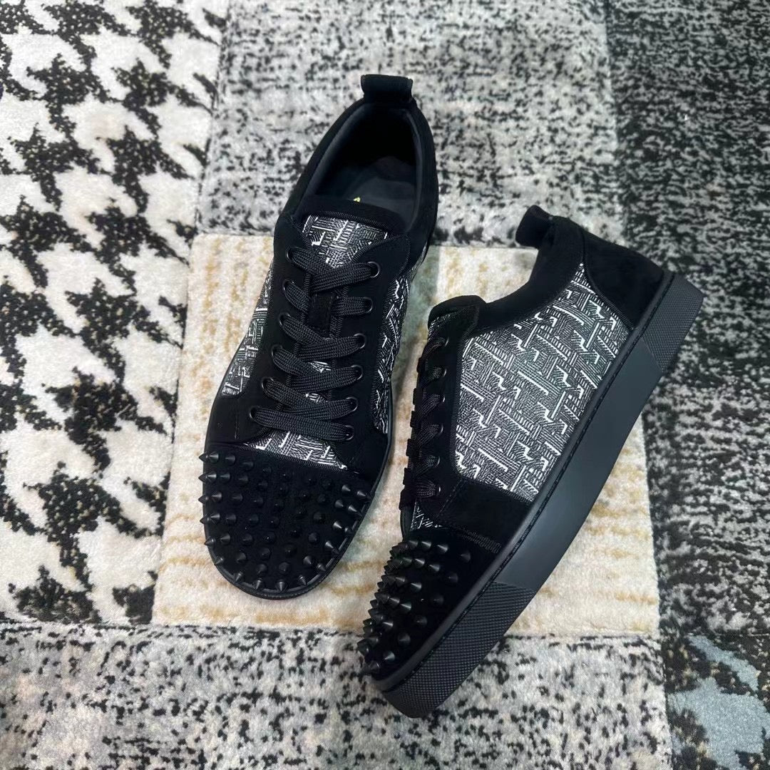 Christian Louboutin Black & Gray Low Spikes