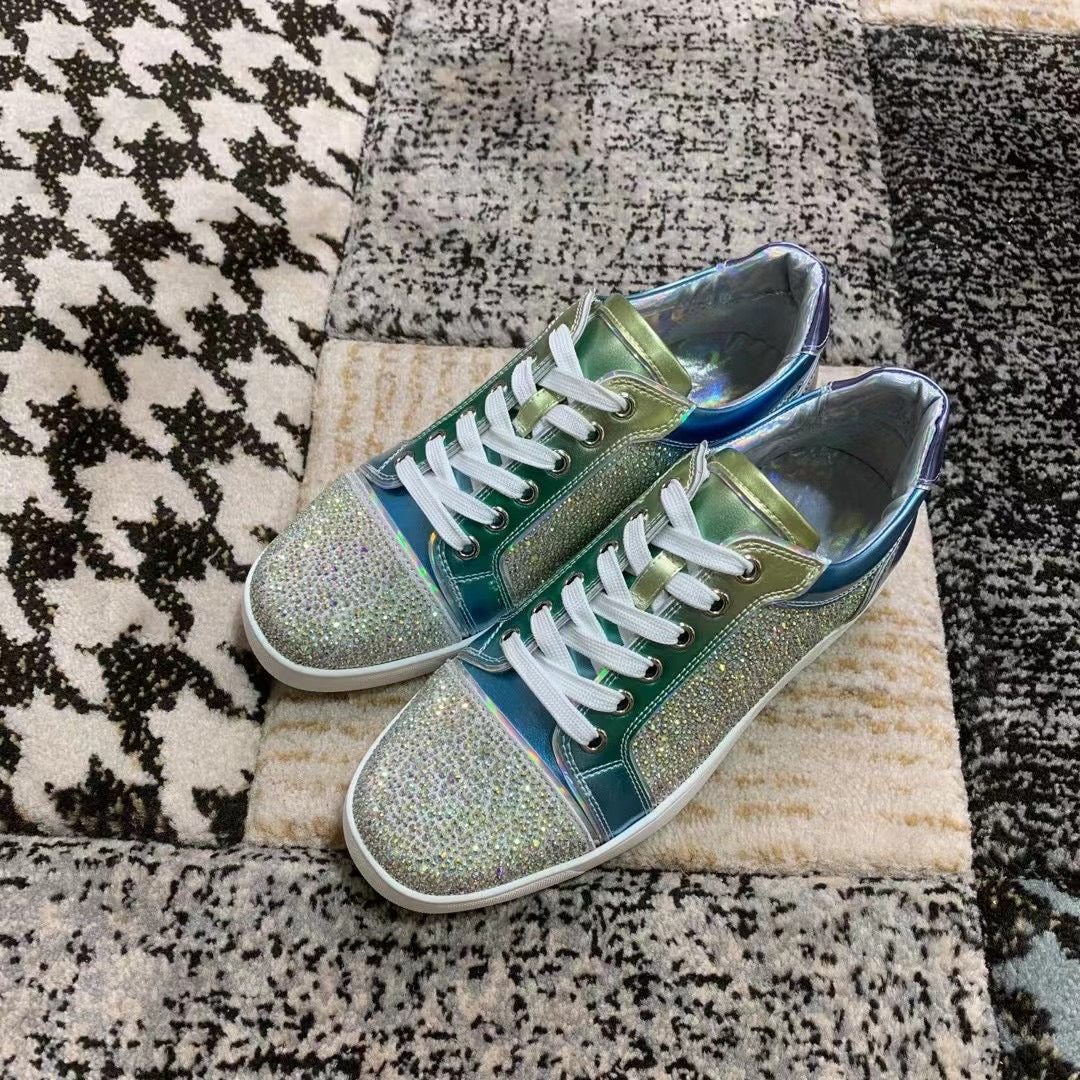 Christian Louboutin Blue / Green Diamonds Low