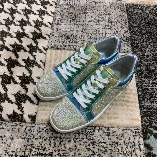 Christian Louboutin Blue / Green Diamonds Low