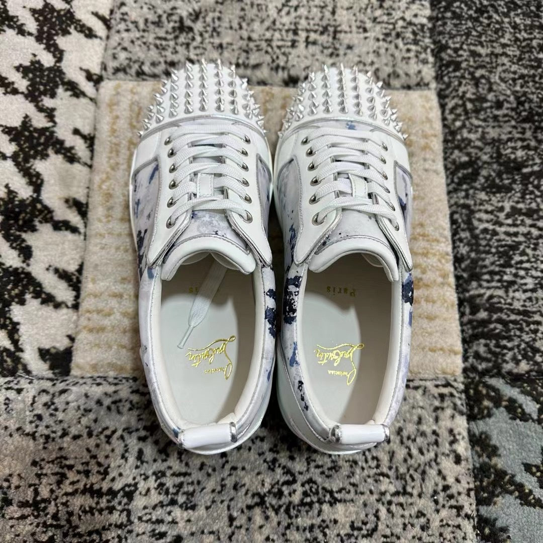 Christian Louboutin White Low Spikes