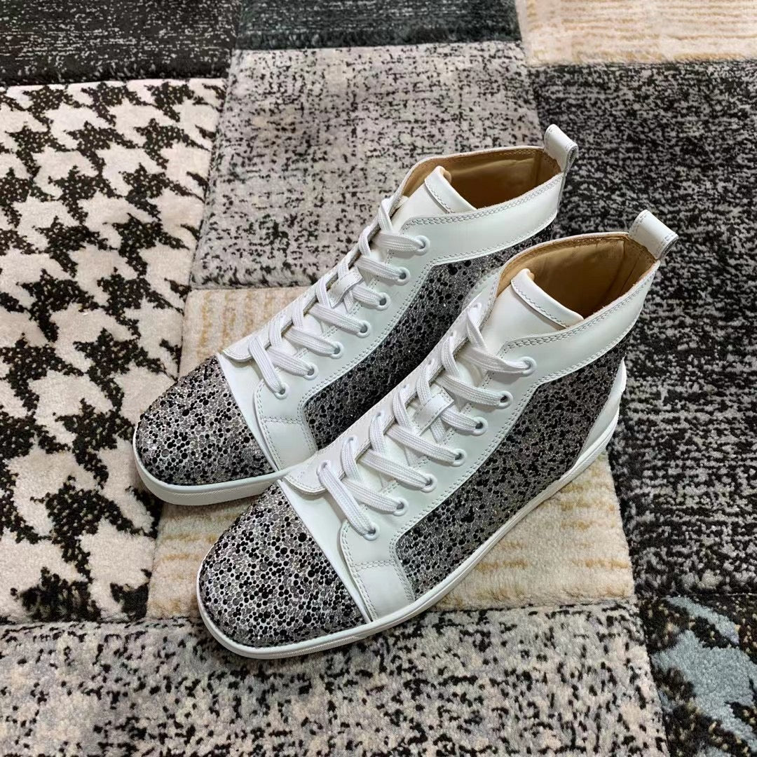 Christian Louboutin White / Black Diamonds High