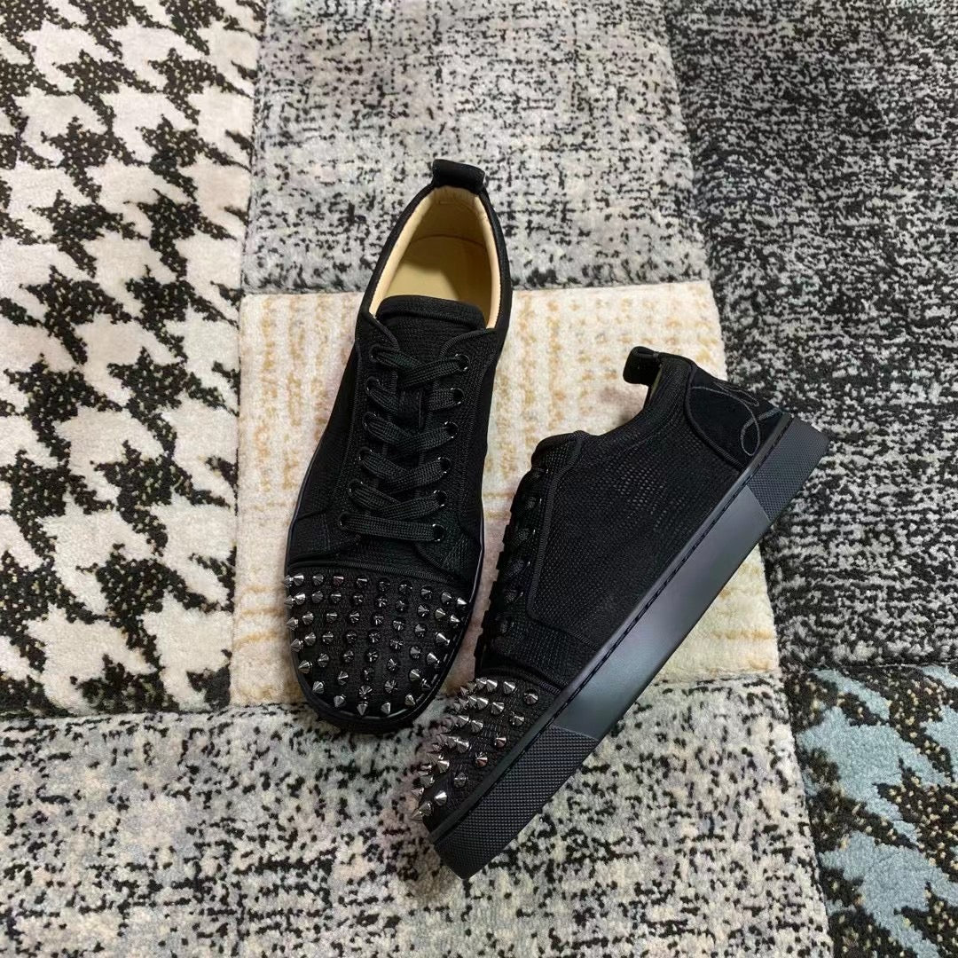 Christian Louboutin Black Silver Spikes Low