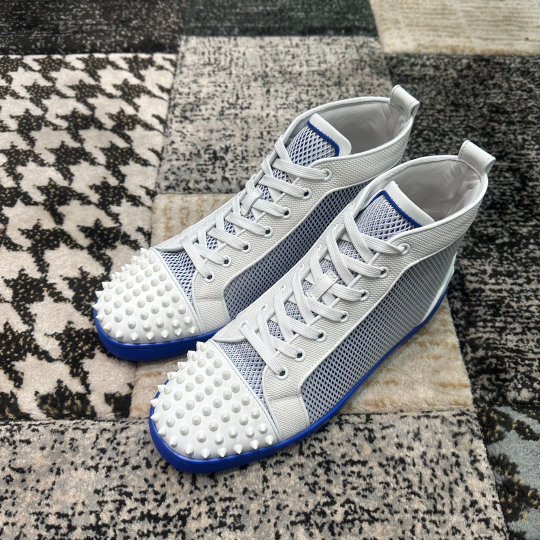 Christian Louboutin Blue / White Spikes High