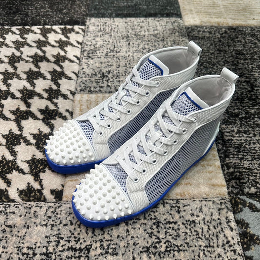 Christian Louboutin Blue / White Spikes High