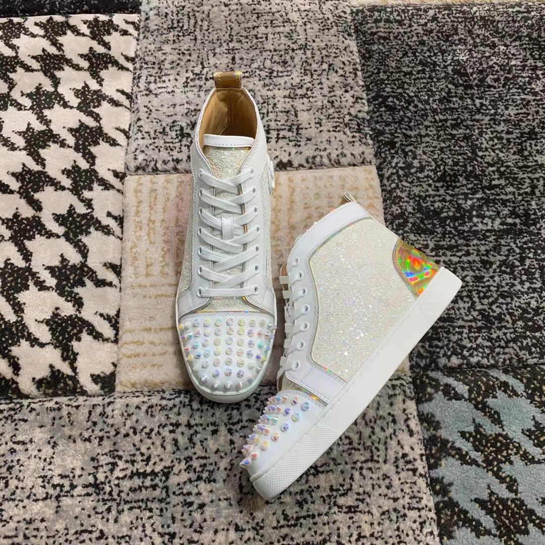 Christian Louboutin White Diamonds Spikes High
