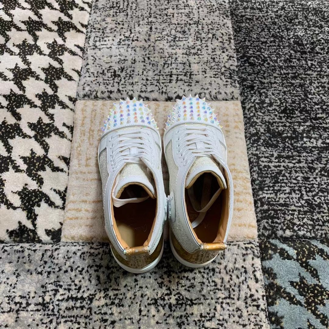 Christian Louboutin White Diamonds Spikes High