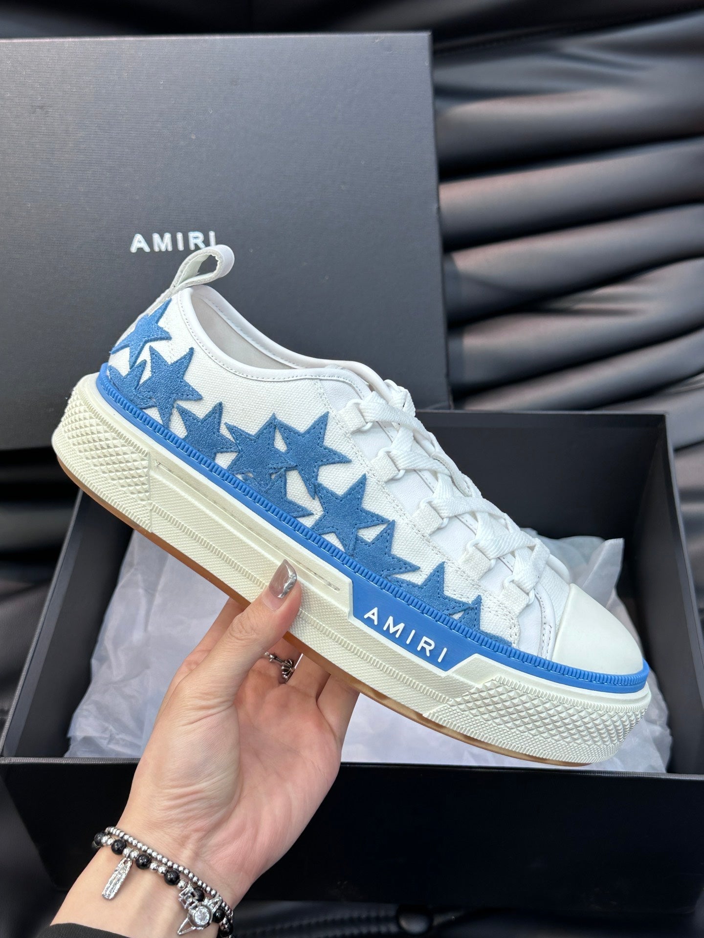 Amiri Blue & White Star Canvas