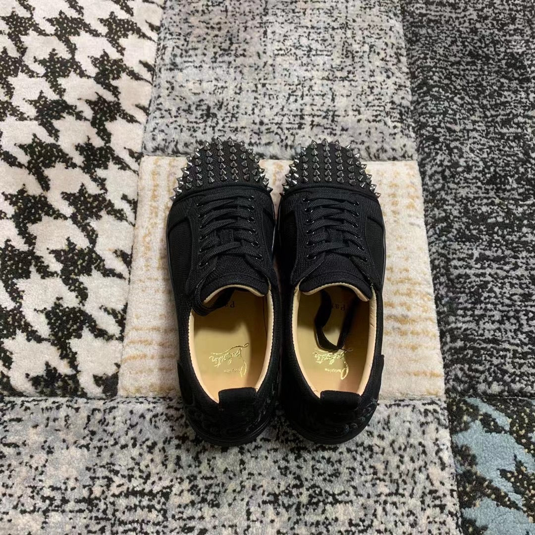 Christian Louboutin Black Silver Spikes Low