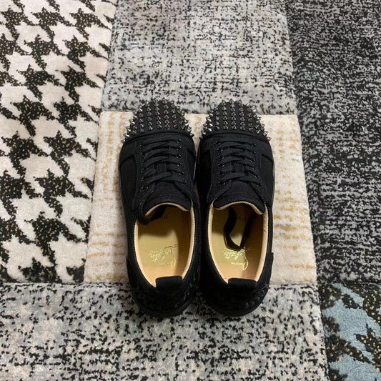 Christian Louboutin Black Silver Spikes Low
