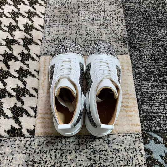 Christian Louboutin White / Black Diamonds High