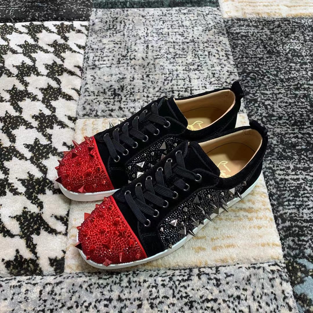 Christian Louboutin Red / Black Spikes Low