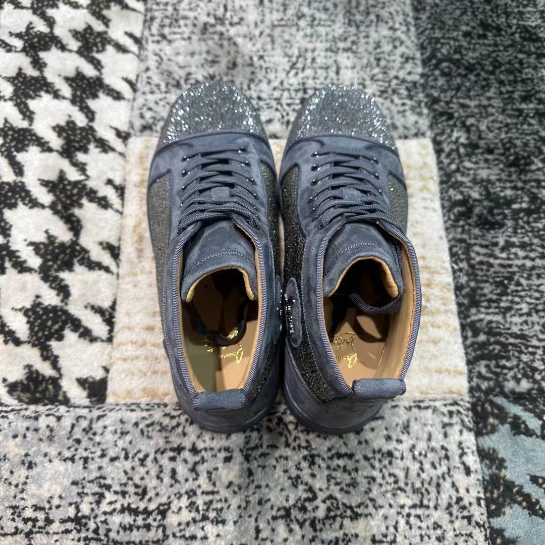 Christian Louboutin Gray Velvet Diamonds High
