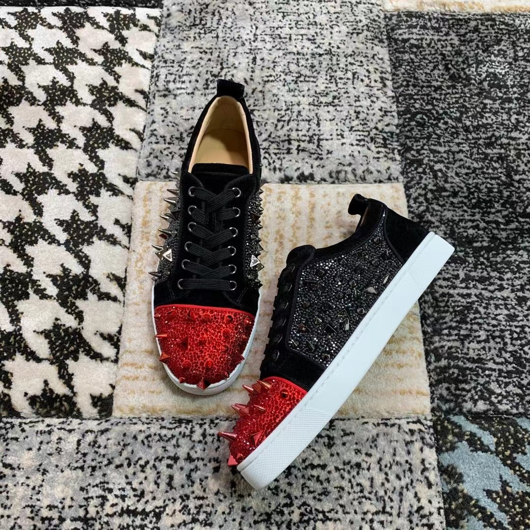 Christian Louboutin Red / Black Spikes Low