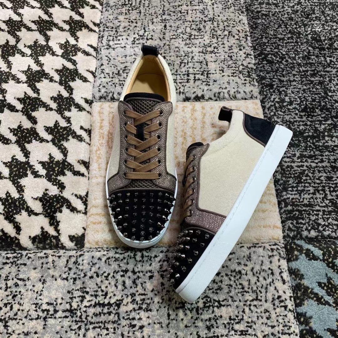 Christian Louboutin Brown / Black Spikes Low