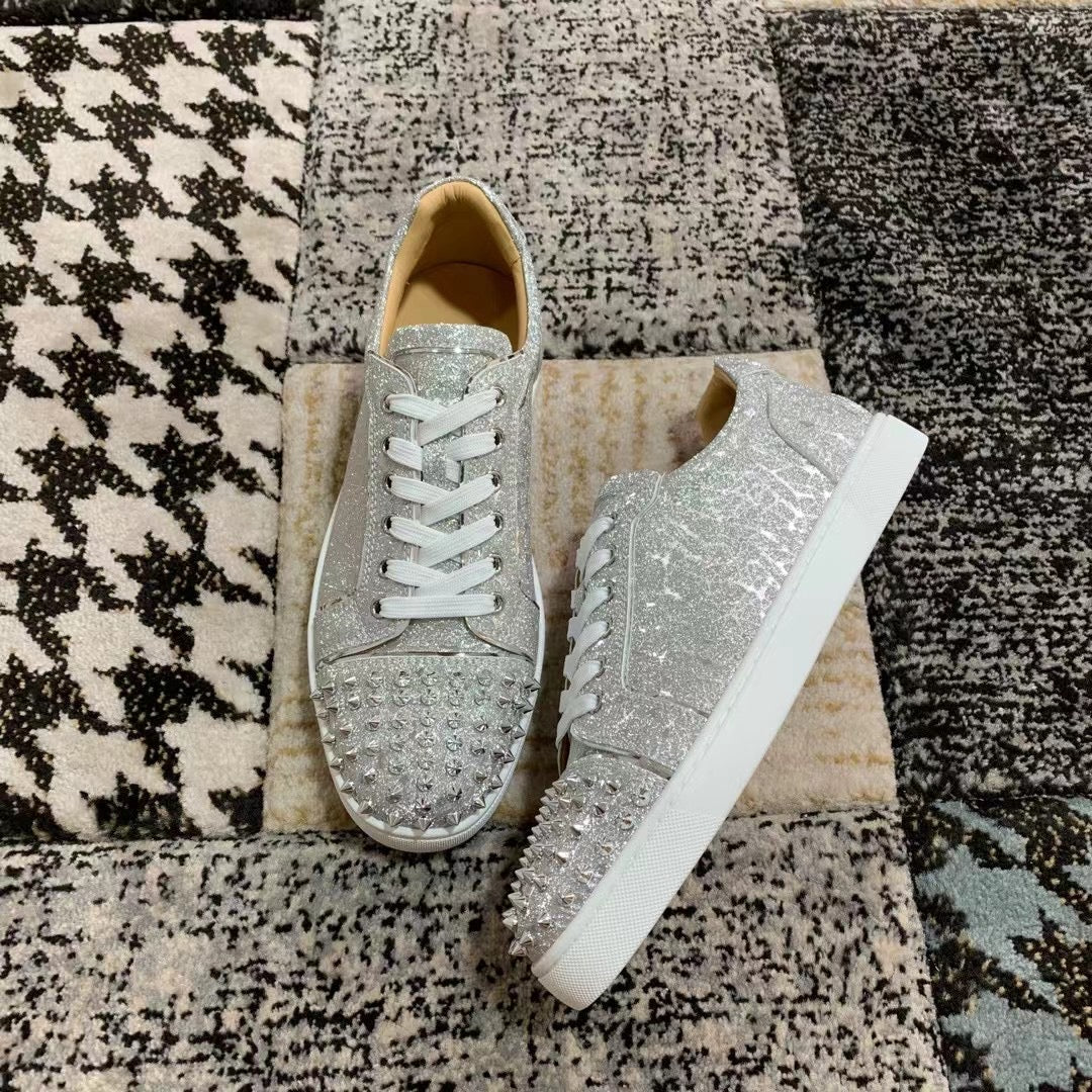 Christian Louboutin Spikes Gray Low