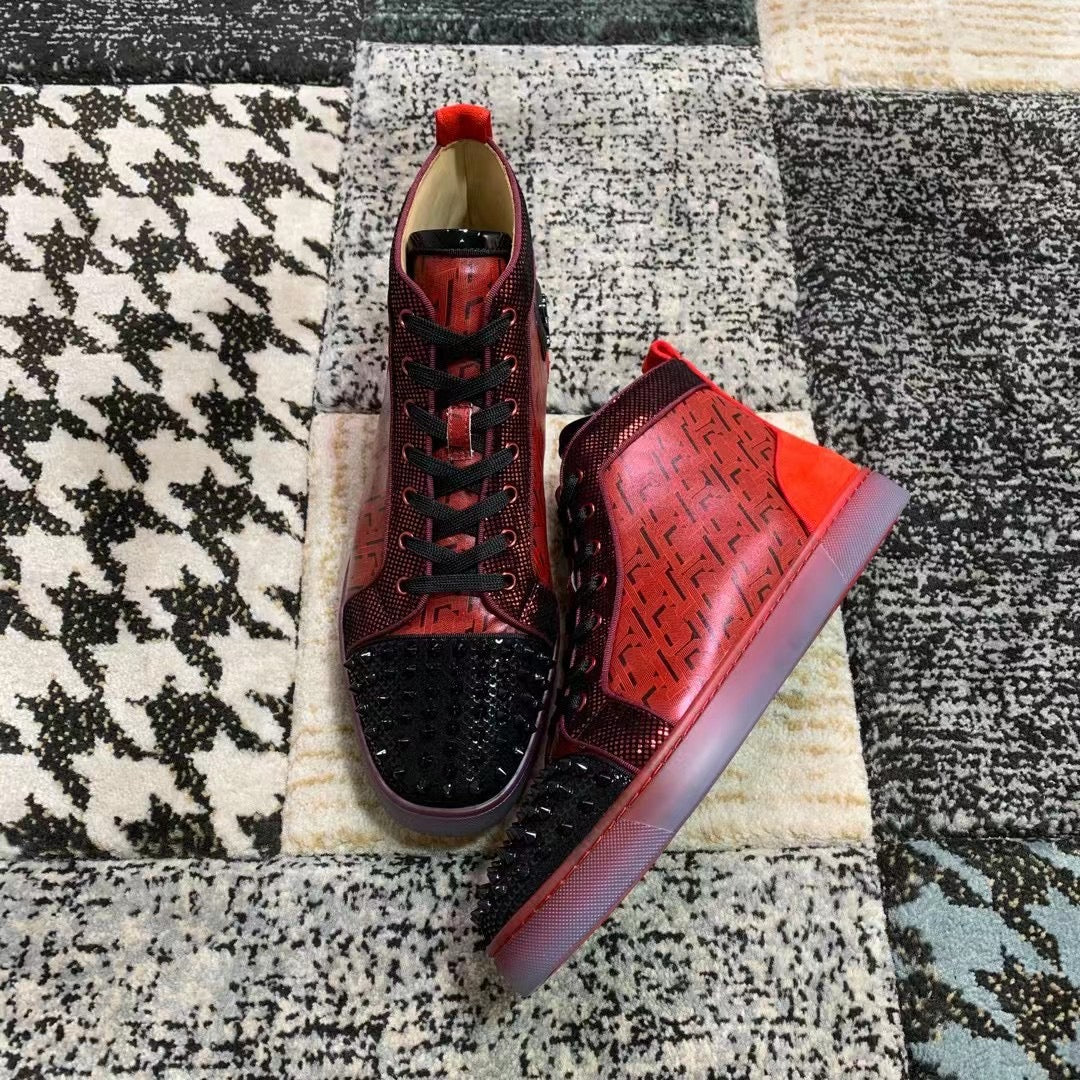 Christian Louboutin Black / Red Spikes High