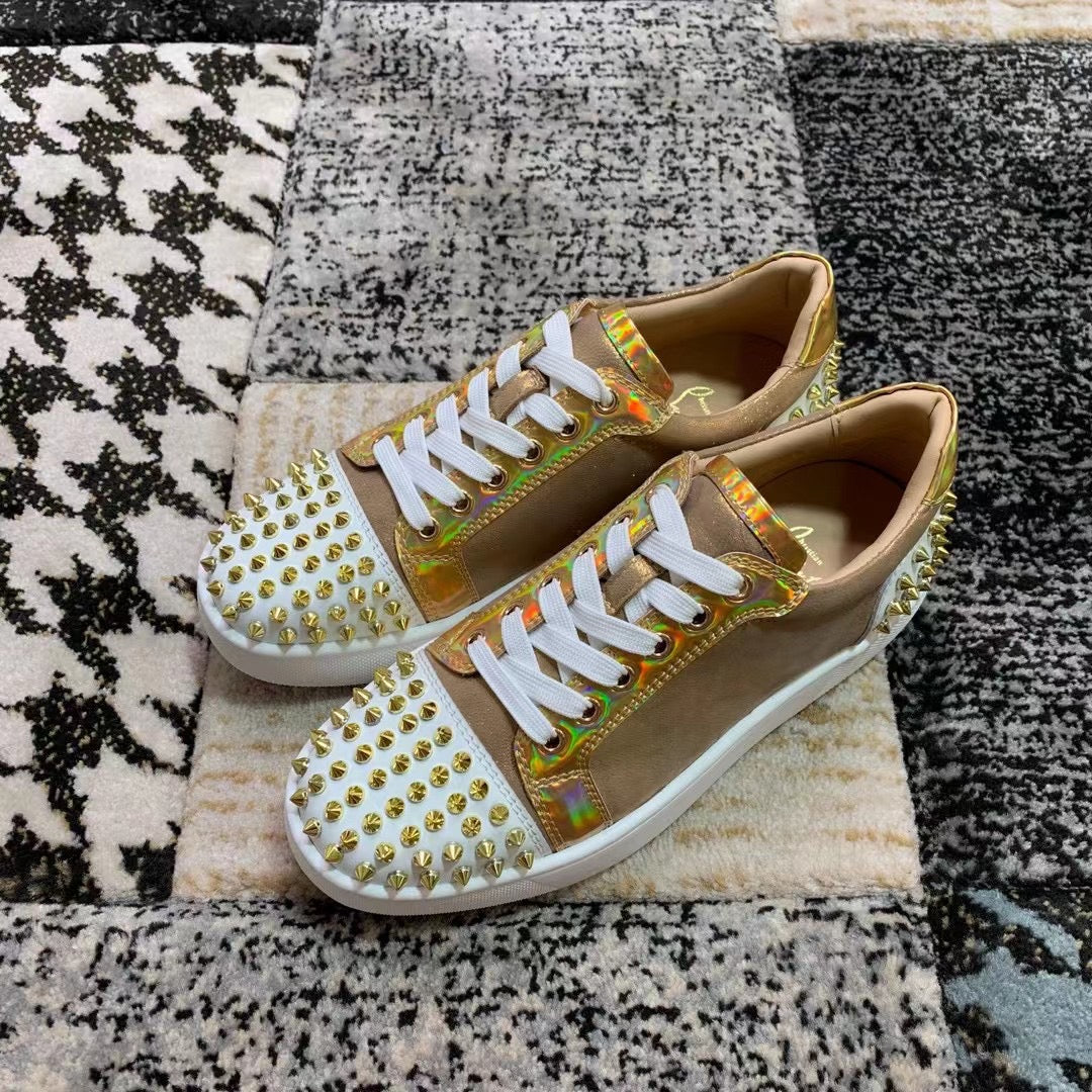 Christian Louboutin Fade Color / Gold Spikes Low