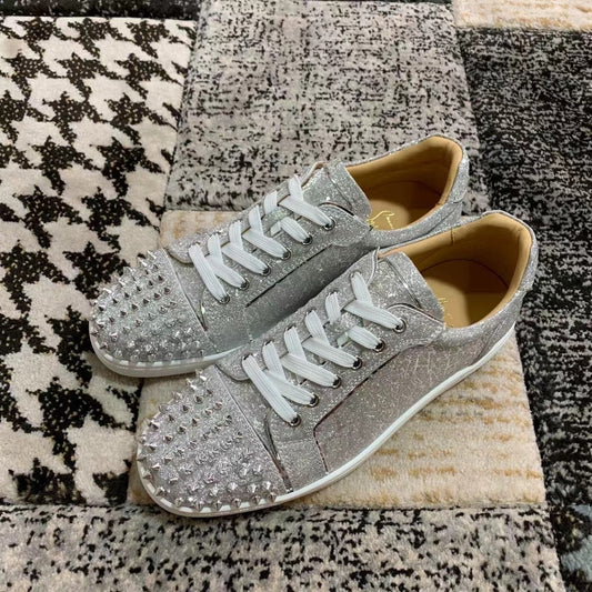 Christian Louboutin Spikes Gray Low